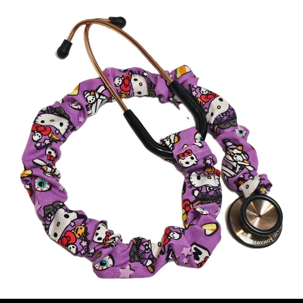 Handmade Purple Hello Kitty Halloween Stethoscope Sleeve: Washable Cotton Cover